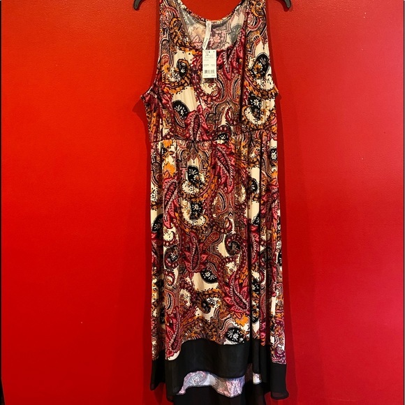 NY Collection Womens Plus Hi-Low Printed Casual Dress - Picture 3 of 8